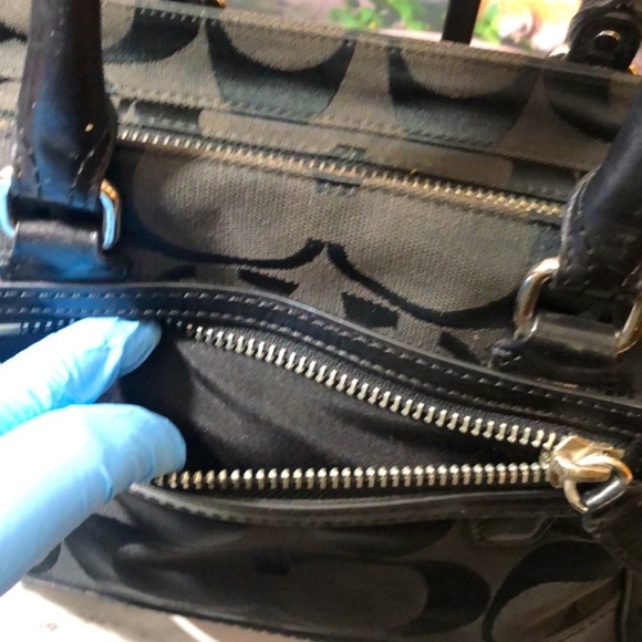 COACH Black Signature “C” Canvas and Leather Handbag, GUC - Picture 7 of 14